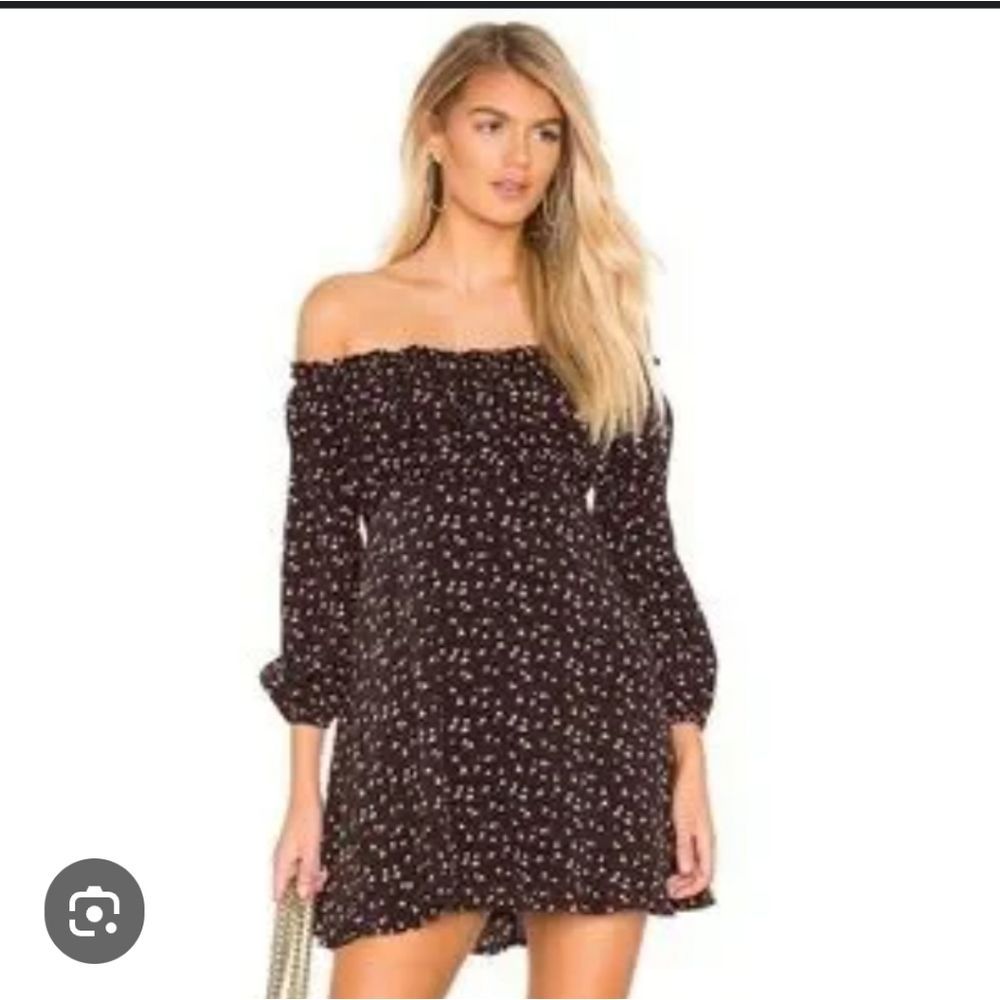 Altard State Shirred Black Mini Dress S